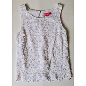 Lilly Pulitzer Target White Floral Crochet Scalloped Edge Tank Top Sz L